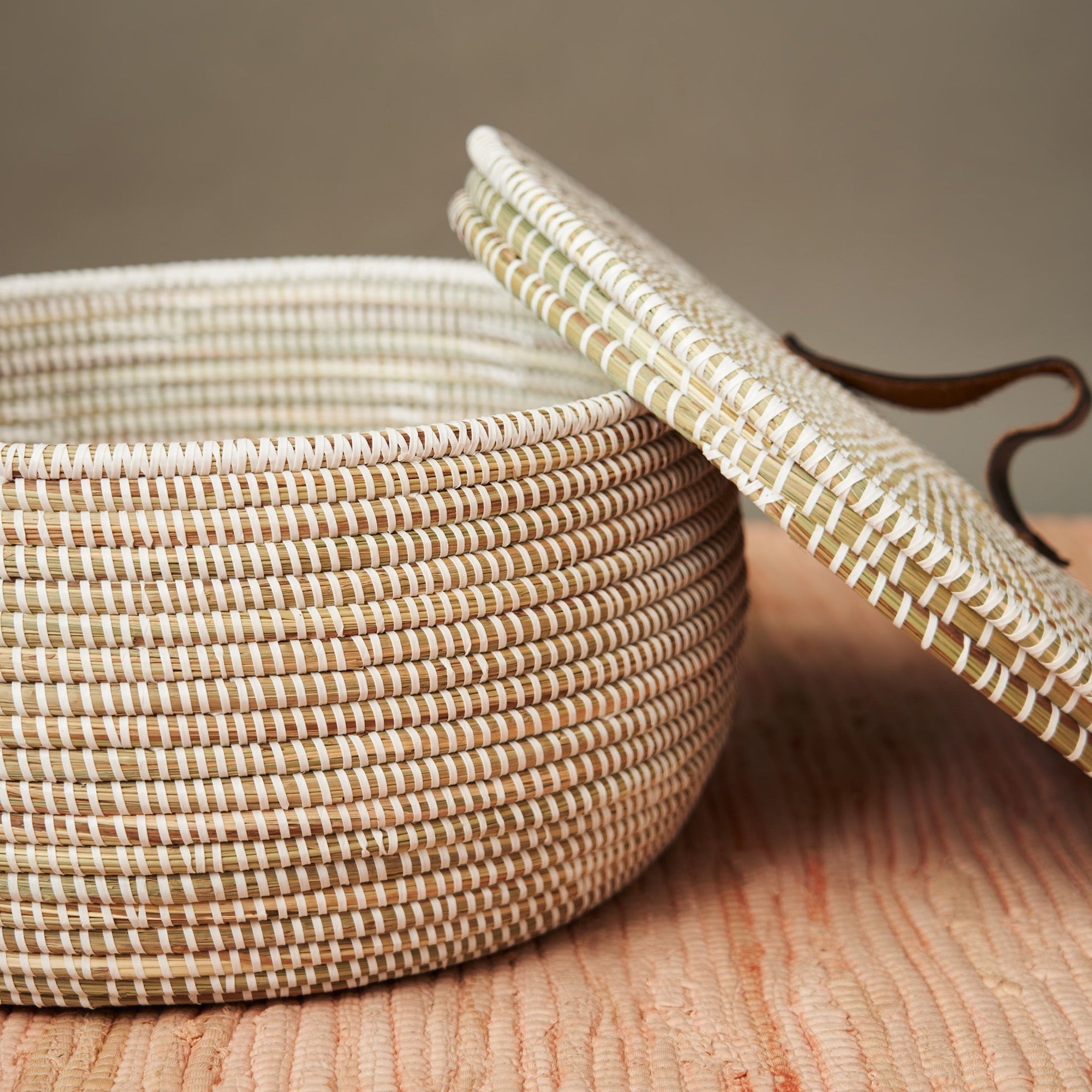 Handcrafted Lidded Basket for Blanket and Toy Storage